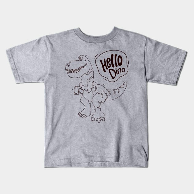 line art illustration of a monochrome dinosaur for kids coloring page Kids T-Shirt by bloomroge